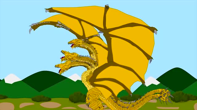 怪兽恐龙王国:三头黄金龙降生了,它有三个头,两条尾巴,好奇怪啊