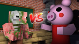 我的世界动画短片：怪物学院猪人僵尸vs小猪罗伯克斯挑战