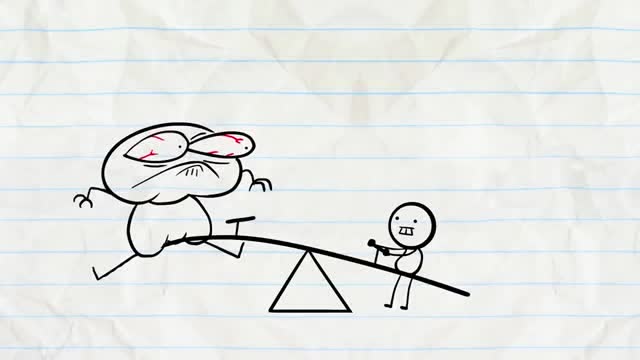 铅笔人:两个小朋友玩儿跷跷板!