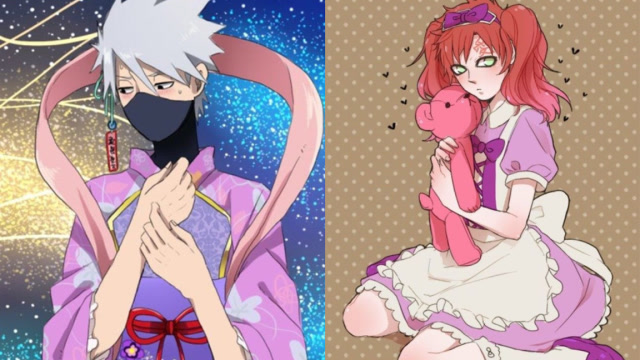 火影忍者男生穿上女装,我爱罗毫无违和感!网友:我永远爱卡卡西