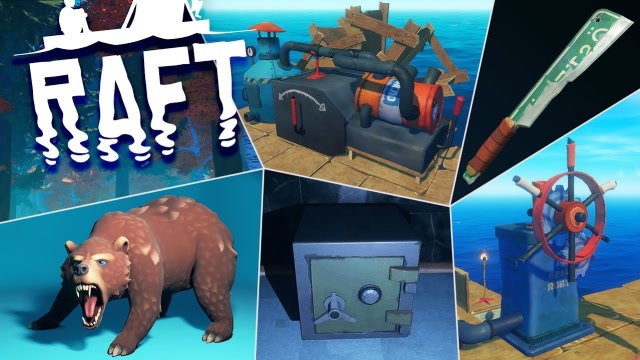 raft木筏单人生存26:制作螺旋桨寻找到熊岛,上岸偶遇愤怒的熊大