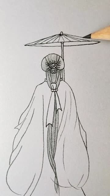 画拿着油纸伞的古代女子这技术堪称一流真是让我大开眼界了