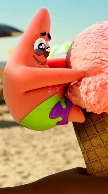 你见过3d版的派大星吗?当他看冰激凌的眼神,难道这就是爱吗?