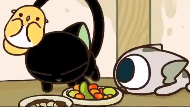 罗小黑战记:吃饭啦,小黑皇受比丢坐在一起,可爱三宠小队集合