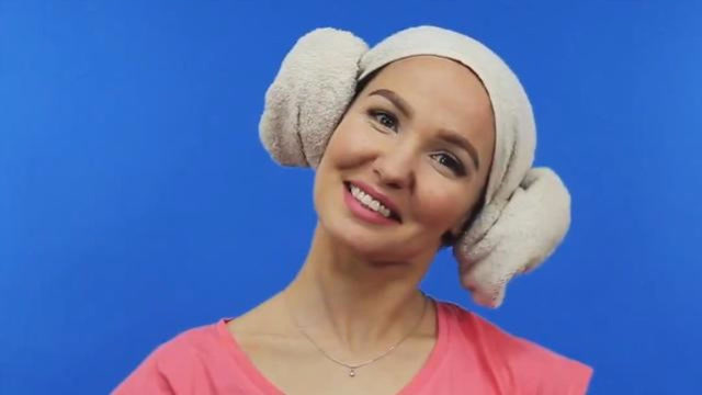 可爱的羊角头造型毛巾,绑起来其实并不难,3个方法教你绑头巾