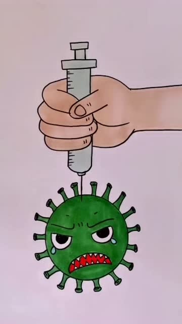 儿童简笔画打针的病毒