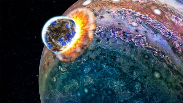 大家想象一下,假如地球和木星相撞后,会发生什么事?