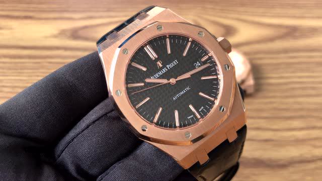 定制款 爱彼ap15400皮带玫瑰金腕表