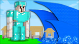 我的世界MC动画：铁魔巨人从海啸中拯救了村庄
