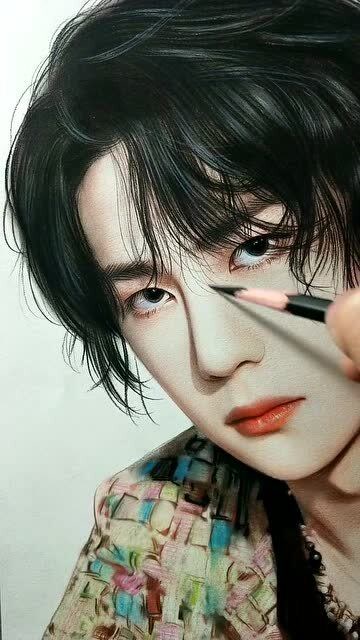 这才叫高手,用彩铅画王一博,太传神了,就跟真人一样!