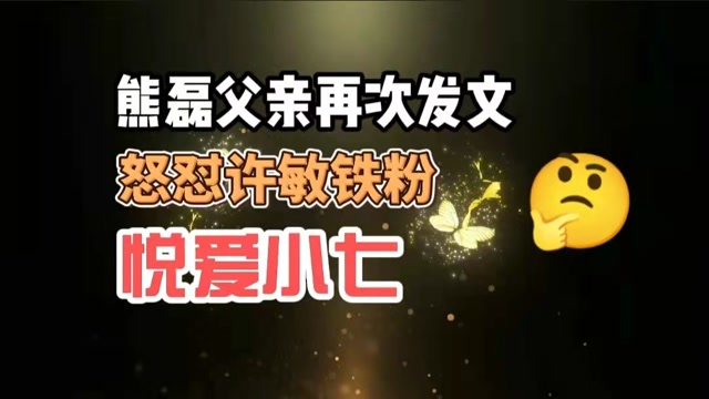 熊磊的父亲发文怒怼许敏好友,称熊磊和姚策从未见过"悦爱小七"