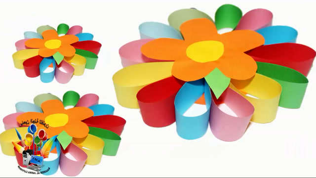 幼儿手工diy,用纸条制作一个七色花装饰