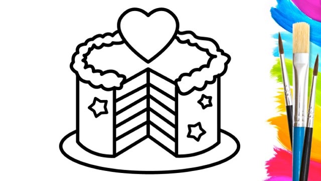 亲子简笔画:彩虹生日蛋糕涂颜色,abc儿歌