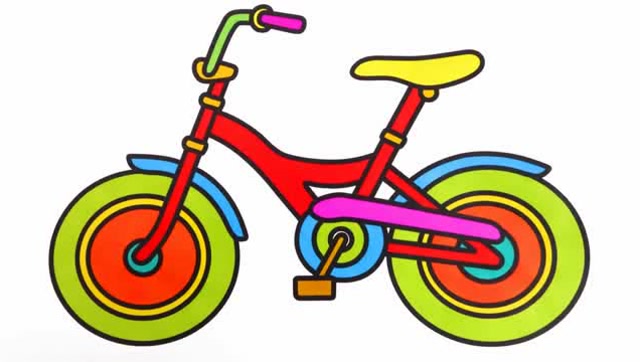 儿童绘画学习颜色,如何为孩子们画自行车着色!