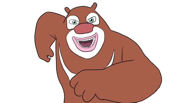 熊出没之奔跑中的熊大儿童卡通简笔画