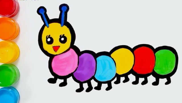 少儿早教绘画涂鸦 diy简笔画彩色毛毛虫趣味学习色彩 绘画启蒙