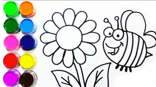 趣味简笔画:画太阳花和小蜜蜂