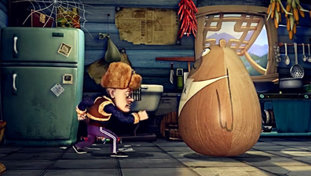 光头强与不倒翁,几个拳击回合