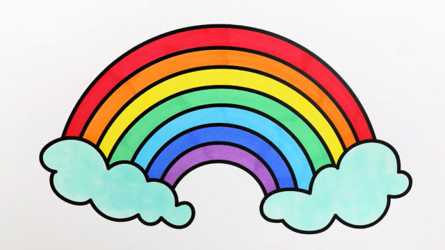 彩虹简笔画可爱 步骤图片