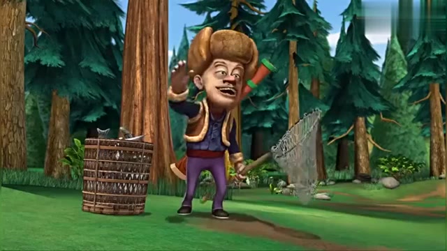 光头强又学青蛙叫又拿网兜,是来抓青蛙的,绝对不能让他得逞