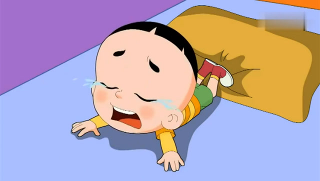 大头儿子和蚊子作斗争 被蚊子欺负哭了