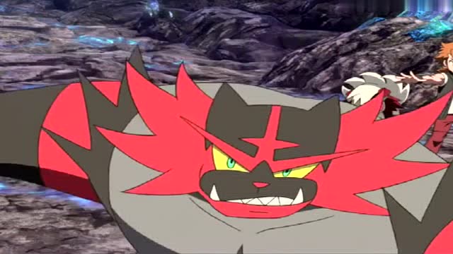 小智的火恐龙在与咆哮赤焰虎对战中,进化成超强帅气的老喷!