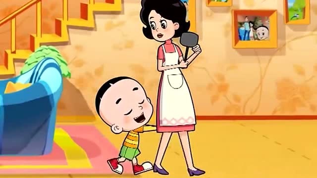 大头儿子帮围裙妈妈买土豆,小头爸爸怕大头被人拐跑