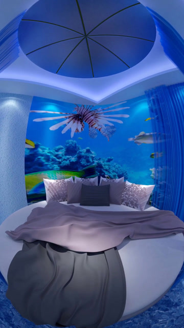 蓝色海洋情侣房,喜欢这样的房间吗?