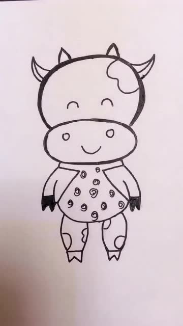 简笔画教你画一只戴帽子的小牛