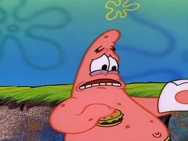 自从海绵宝宝离开后,派大星吃东西都不开心