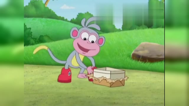 爱探险的朵拉:小猴子打开学校寄给他的快递,是一双鞋子,太漂亮