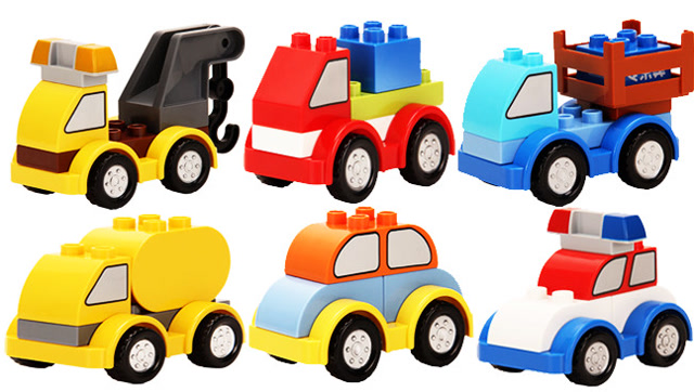 益智积木早教玩具 六款儿童积木小汽车