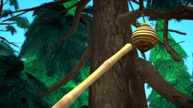 熊大熊二要吃蜂蜜,在掏马蜂窝