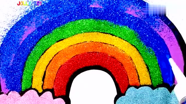 绘画启蒙早教,教小朋友画七色彩虹图案涂上漂亮颜色