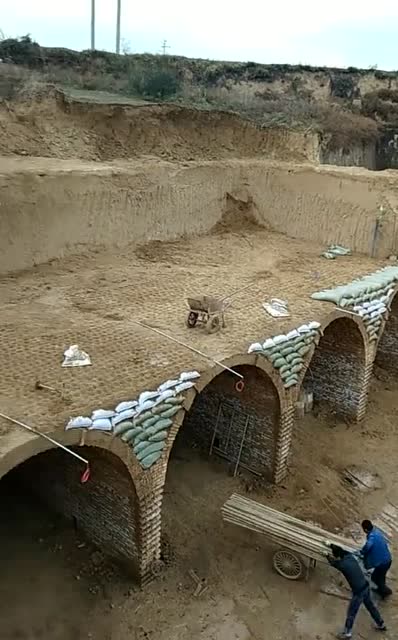 陕北窑洞建造过程图片
