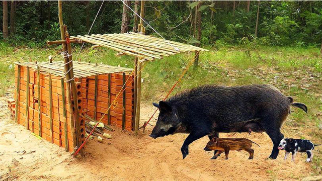 这陷阱太神了!农村小伙轻易让山猪钻进设好的陷阱里