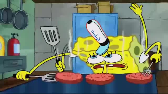 海绵宝宝:煎肉饼煎嗨了,竟然开始用眼睛玩起了肉饼,下场太悲惨