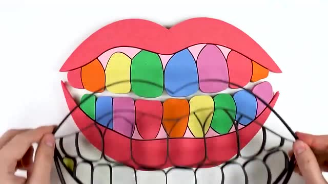 太空沙diy趣味牙齿造型,快填满合适的颜色吧