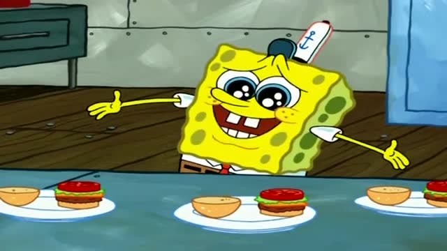 海绵宝宝:海绵宝宝制作肉饼,这动作快得像是在耍扑克牌表演呢