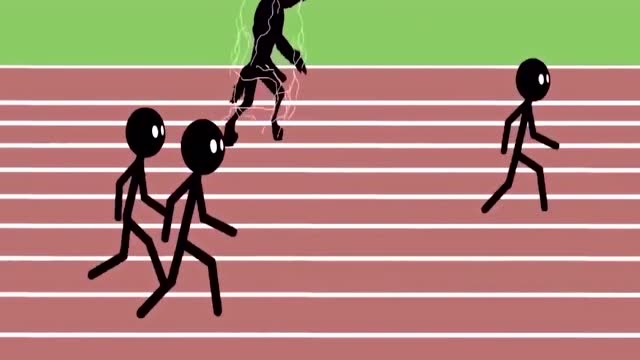 火柴人:赛跑时作弊变成狼人,大家都是身怀绝技的!