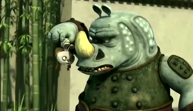 功夫熊猫:一定不能让犀牛欺负邻居,阿波一定要打败它!