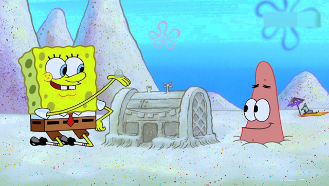 沙滩好好玩!海绵宝宝和派大星好开心