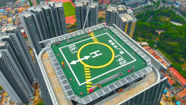 广东省佛山市首个商务直升机停机坪:海骏达广场 屋顶停机坪
