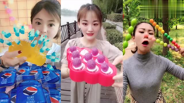 美女直播吃彩色泡泡糖,可乐糖,各种口味任意选,是我向往的生活
