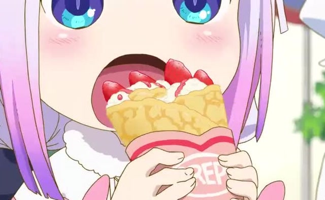 小林家的龙女仆康娜第一次吃到冰淇淋表情超可爱