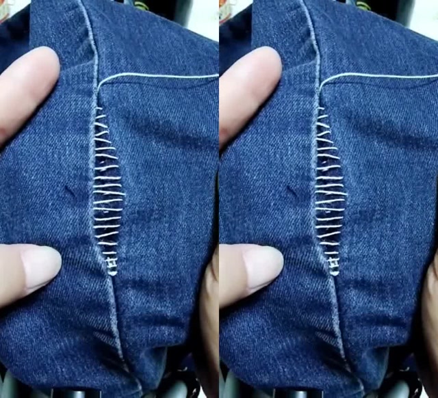 裤子开线了这样缝补