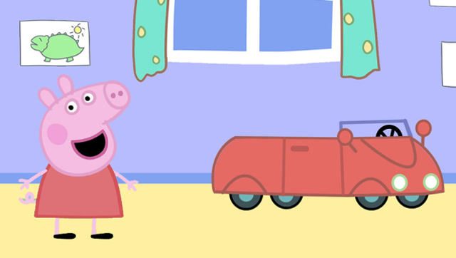 小猪佩奇的红色小汽车玩具 多多简笔画