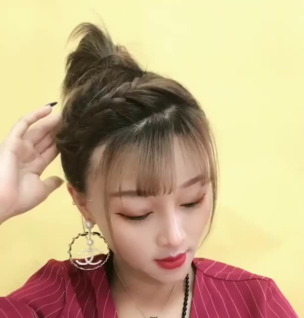 碎发多这样扎,头顶不蓬松,简单又有样!