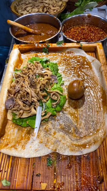 鸭肠加鸡蛋,豪华版功夫卷饼