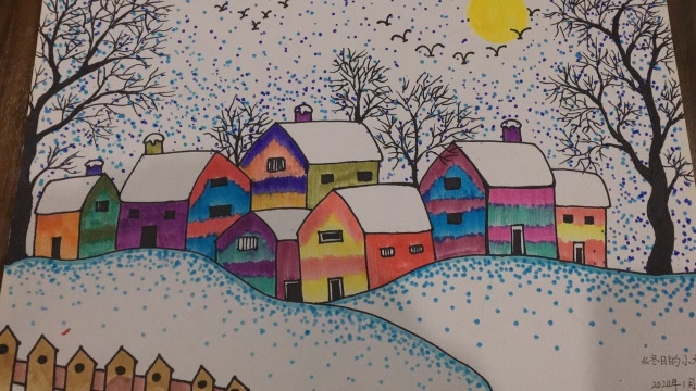 弥渡七彩艺术在线绘画教学,在家也能学画画,雪景真漂亮!